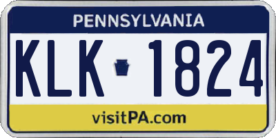 PA license plate KLK1824