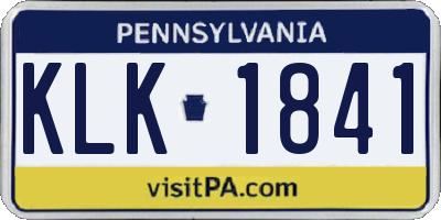 PA license plate KLK1841