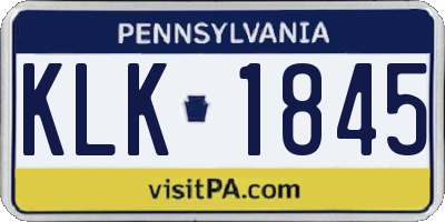 PA license plate KLK1845
