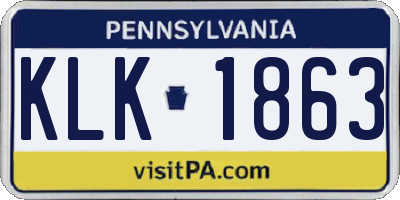 PA license plate KLK1863
