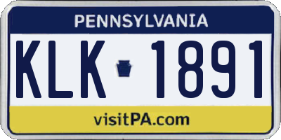 PA license plate KLK1891