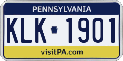 PA license plate KLK1901