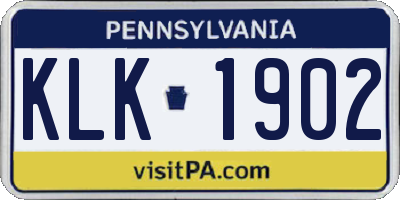 PA license plate KLK1902