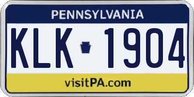 PA license plate KLK1904