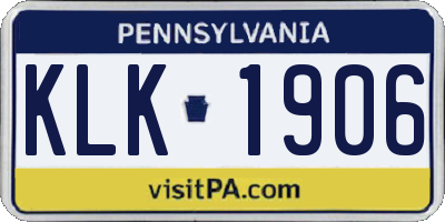 PA license plate KLK1906