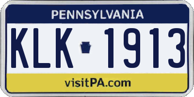 PA license plate KLK1913