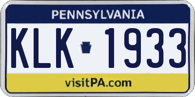 PA license plate KLK1933