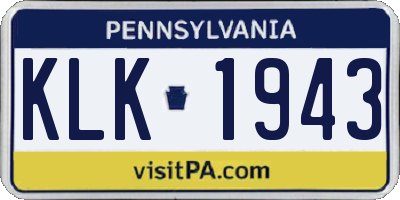 PA license plate KLK1943