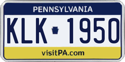 PA license plate KLK1950