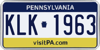PA license plate KLK1963