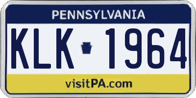 PA license plate KLK1964