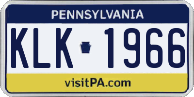 PA license plate KLK1966