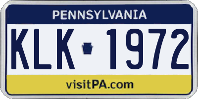 PA license plate KLK1972
