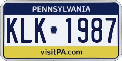 PA license plate KLK1987
