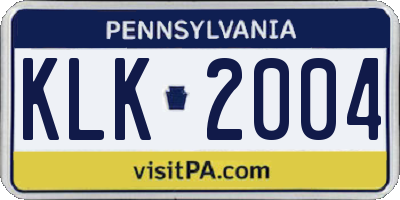 PA license plate KLK2004