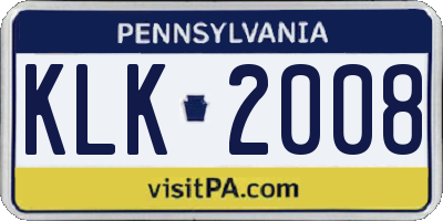 PA license plate KLK2008