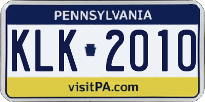 PA license plate KLK2010