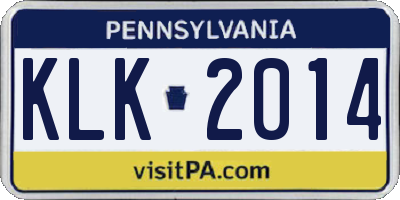 PA license plate KLK2014