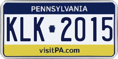 PA license plate KLK2015