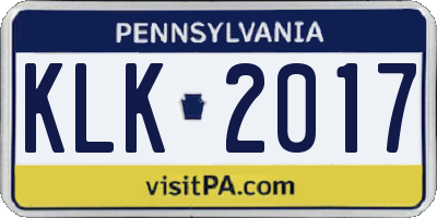 PA license plate KLK2017
