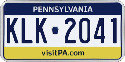 PA license plate KLK2041