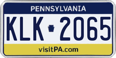 PA license plate KLK2065