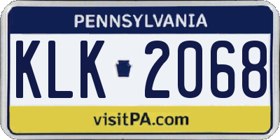 PA license plate KLK2068