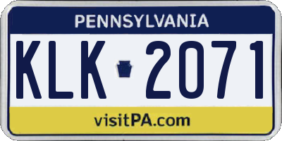 PA license plate KLK2071