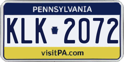 PA license plate KLK2072