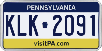 PA license plate KLK2091