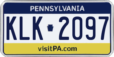 PA license plate KLK2097