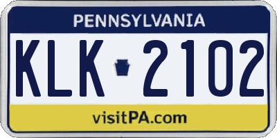 PA license plate KLK2102