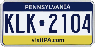 PA license plate KLK2104