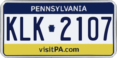 PA license plate KLK2107