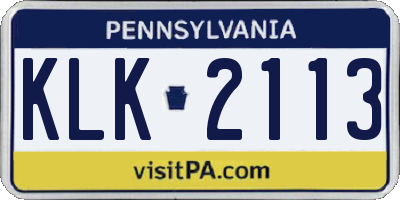 PA license plate KLK2113