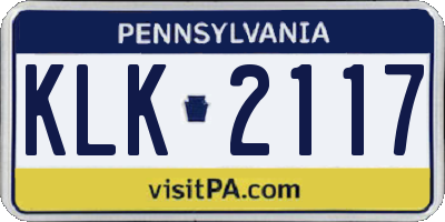 PA license plate KLK2117