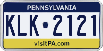 PA license plate KLK2121