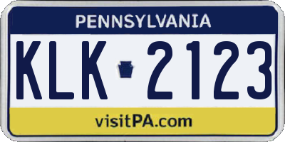 PA license plate KLK2123