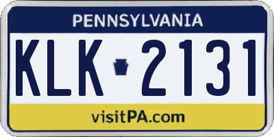 PA license plate KLK2131