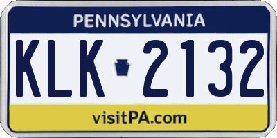 PA license plate KLK2132