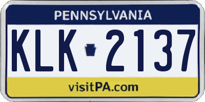 PA license plate KLK2137