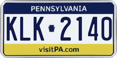 PA license plate KLK2140