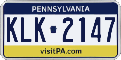PA license plate KLK2147