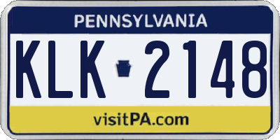 PA license plate KLK2148