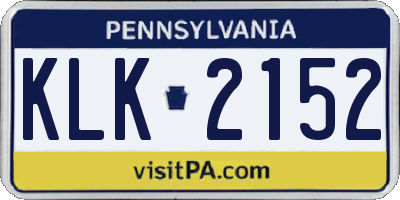 PA license plate KLK2152