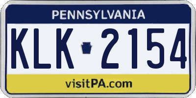 PA license plate KLK2154