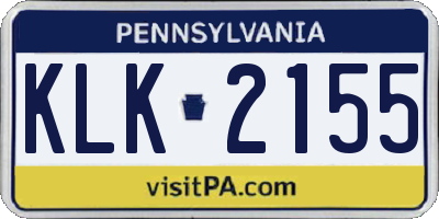 PA license plate KLK2155