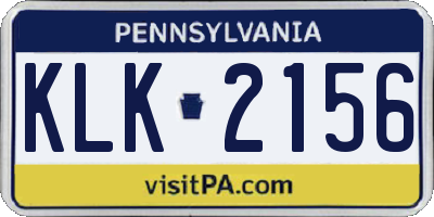 PA license plate KLK2156
