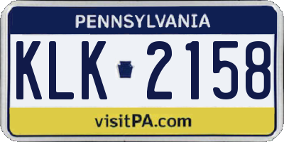 PA license plate KLK2158