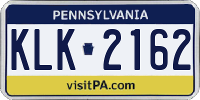 PA license plate KLK2162